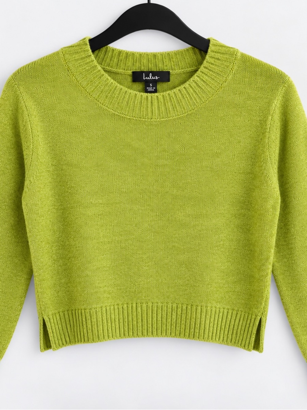 Lulu's Bright Lime Crewneck Cropped Sweater